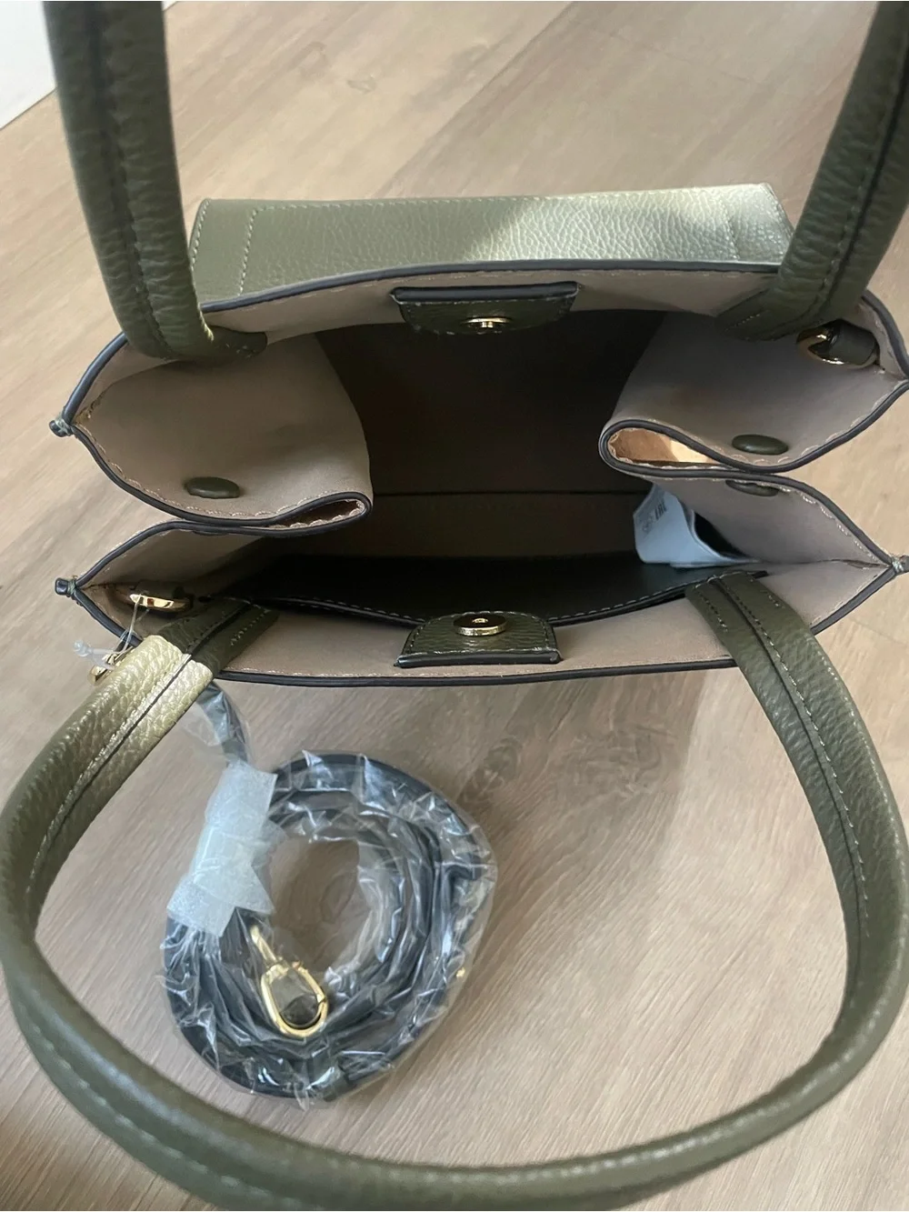 Banana Republic Olive Green Leather Tote Handbag